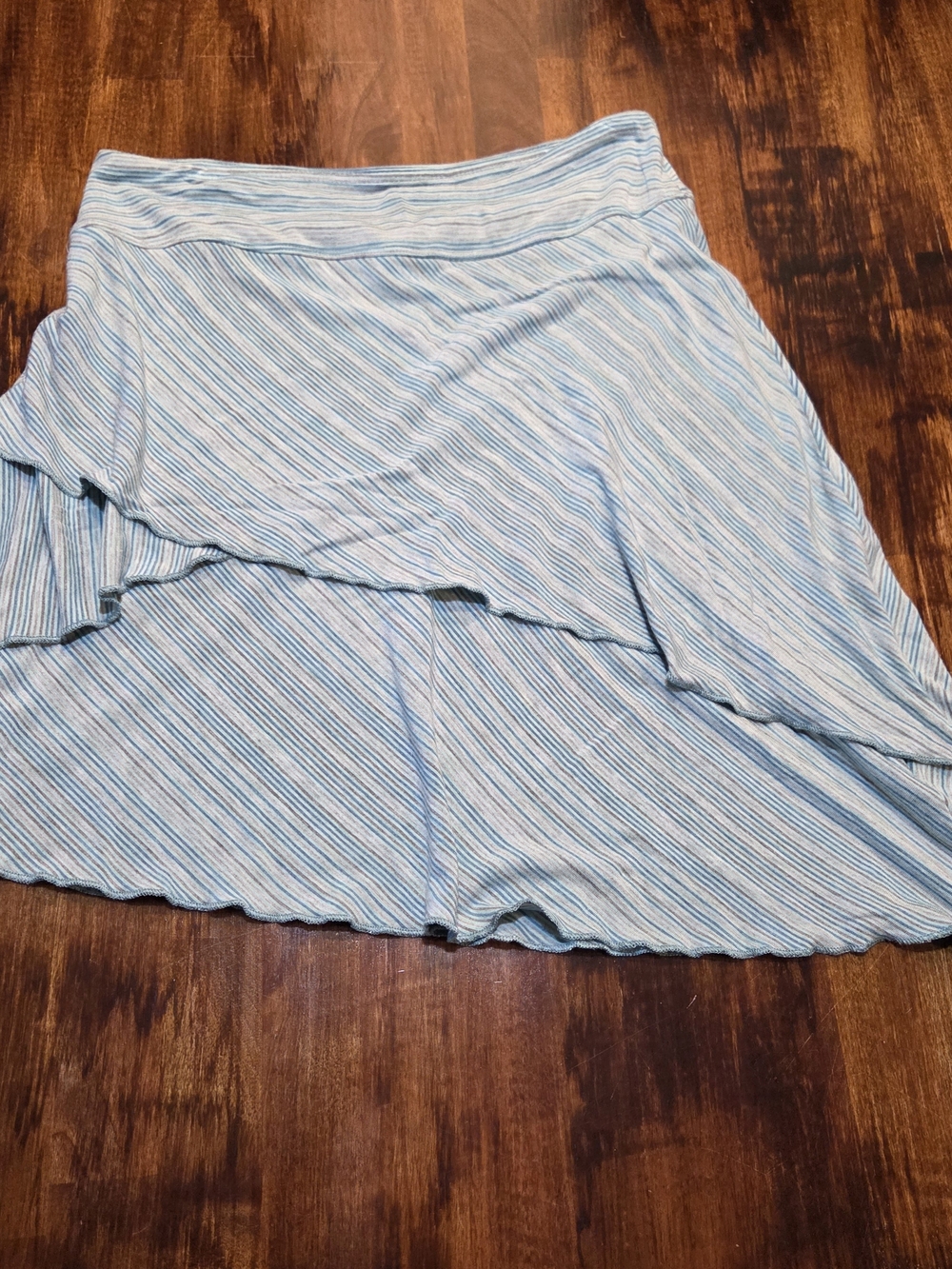 Athleta Skirt Womens Small Green Striped Short Asymmetric Layered Pull On